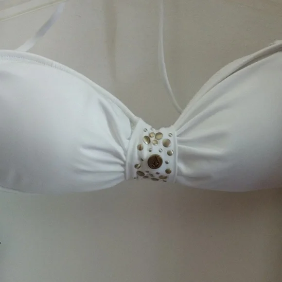 #19 VOLCOM SIGNATURE Grometed Bandeau Top & String Bottom bikini NWT - Picture 5 of 8